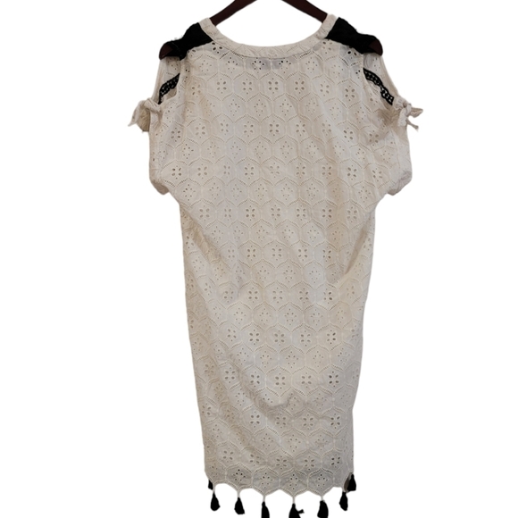 Anthropologie Hermant & Nandita Women's White Boho Embroidered Tassel Mini Dress - Picture 3 of 5